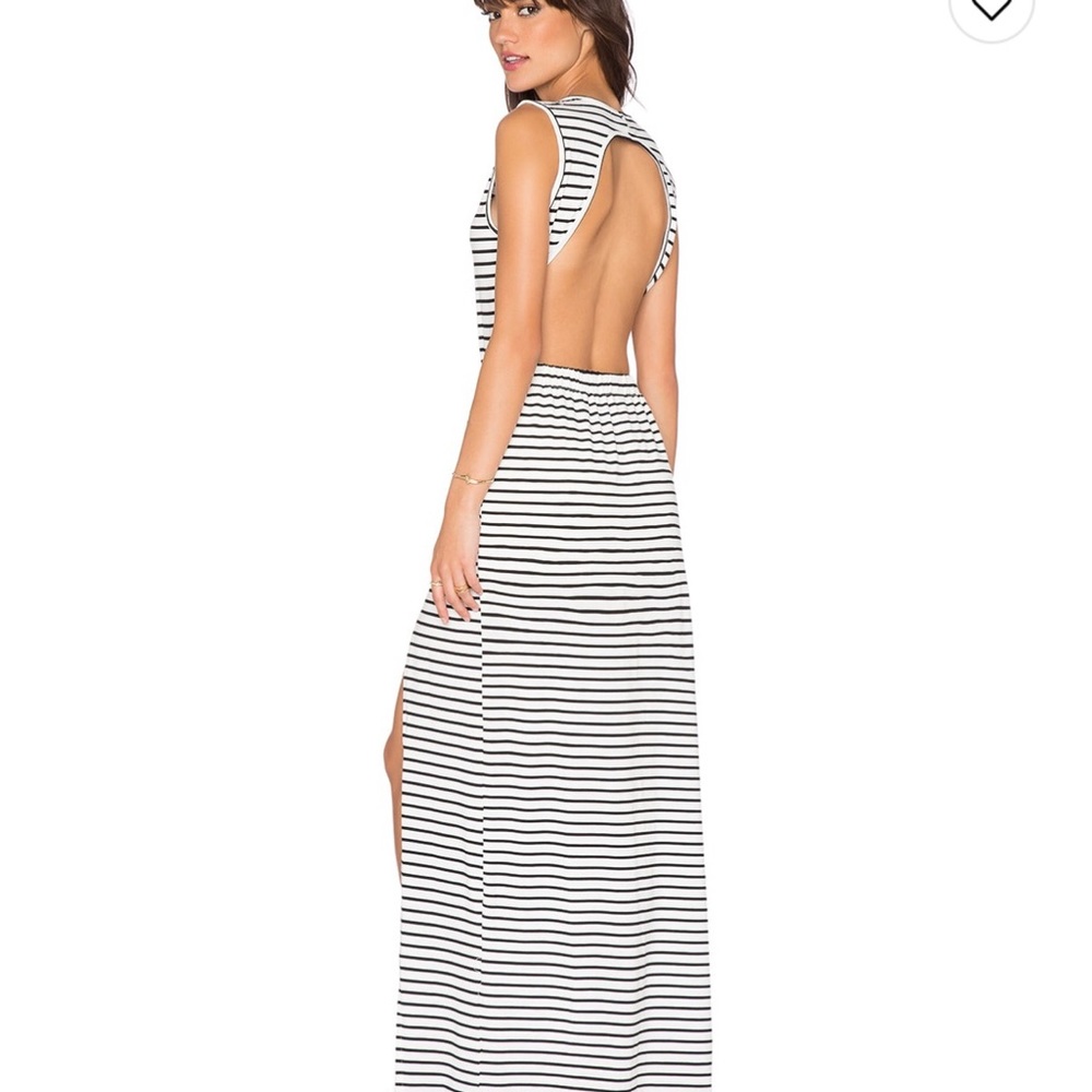 Wilde Heart Maxi Dress Black and White Stripe Zippers Backless